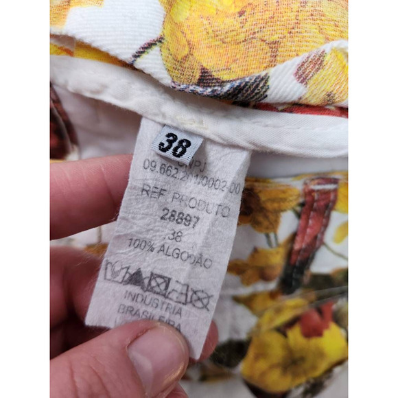 Afghan Womens Jean‎ Skirt Multicolor Floral Mini Pockets Fray Hem Zip Denim 38 - Picture 6 of 6